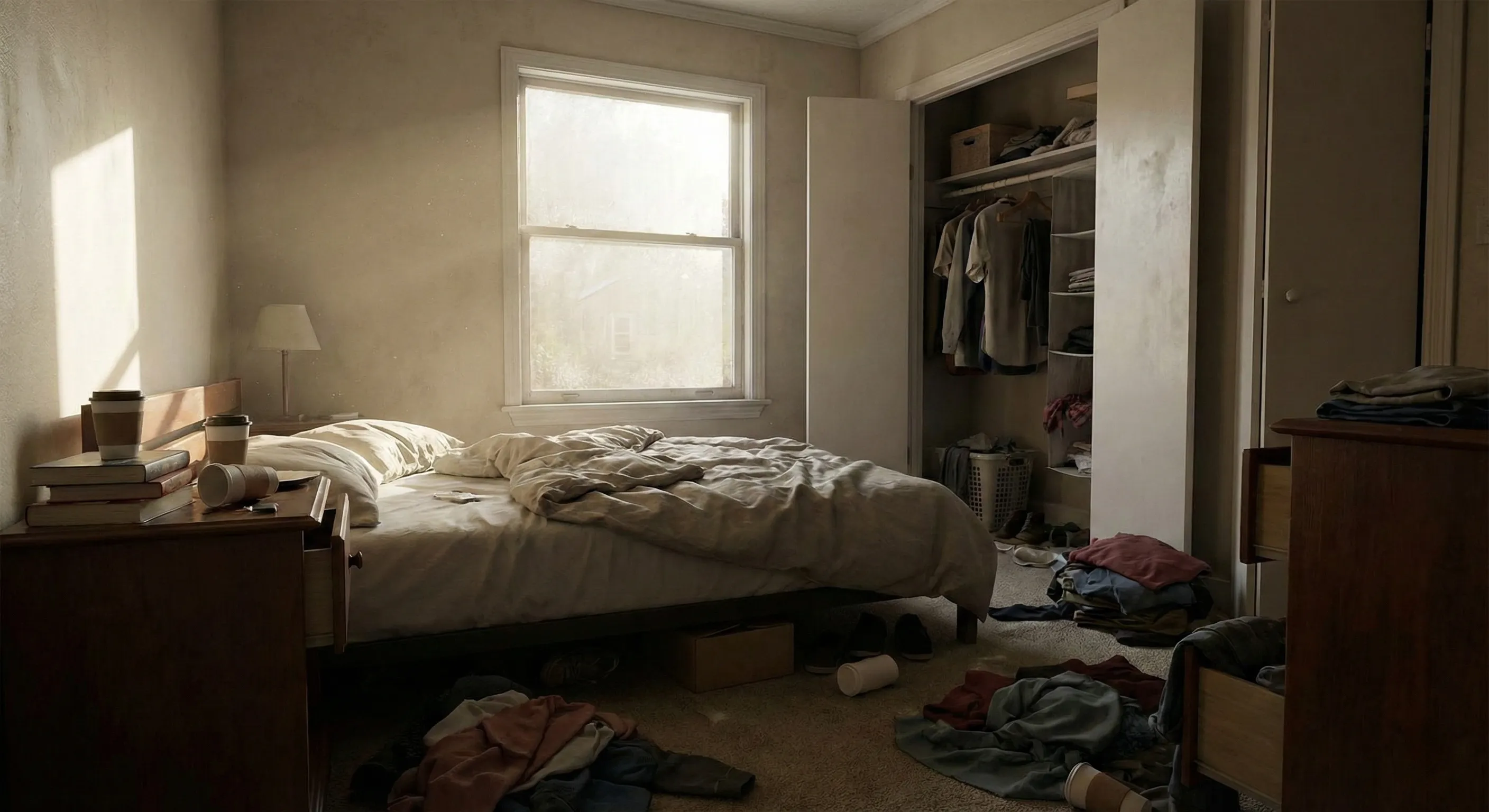 Limpieza profesional de habitación — antes